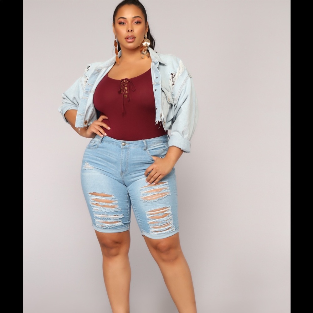 Plus size lace up top